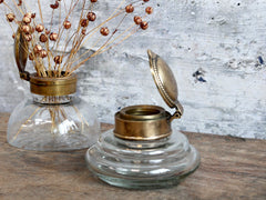 Gl. fransk Vase m. låg, H6/Ø9 cm antique messing