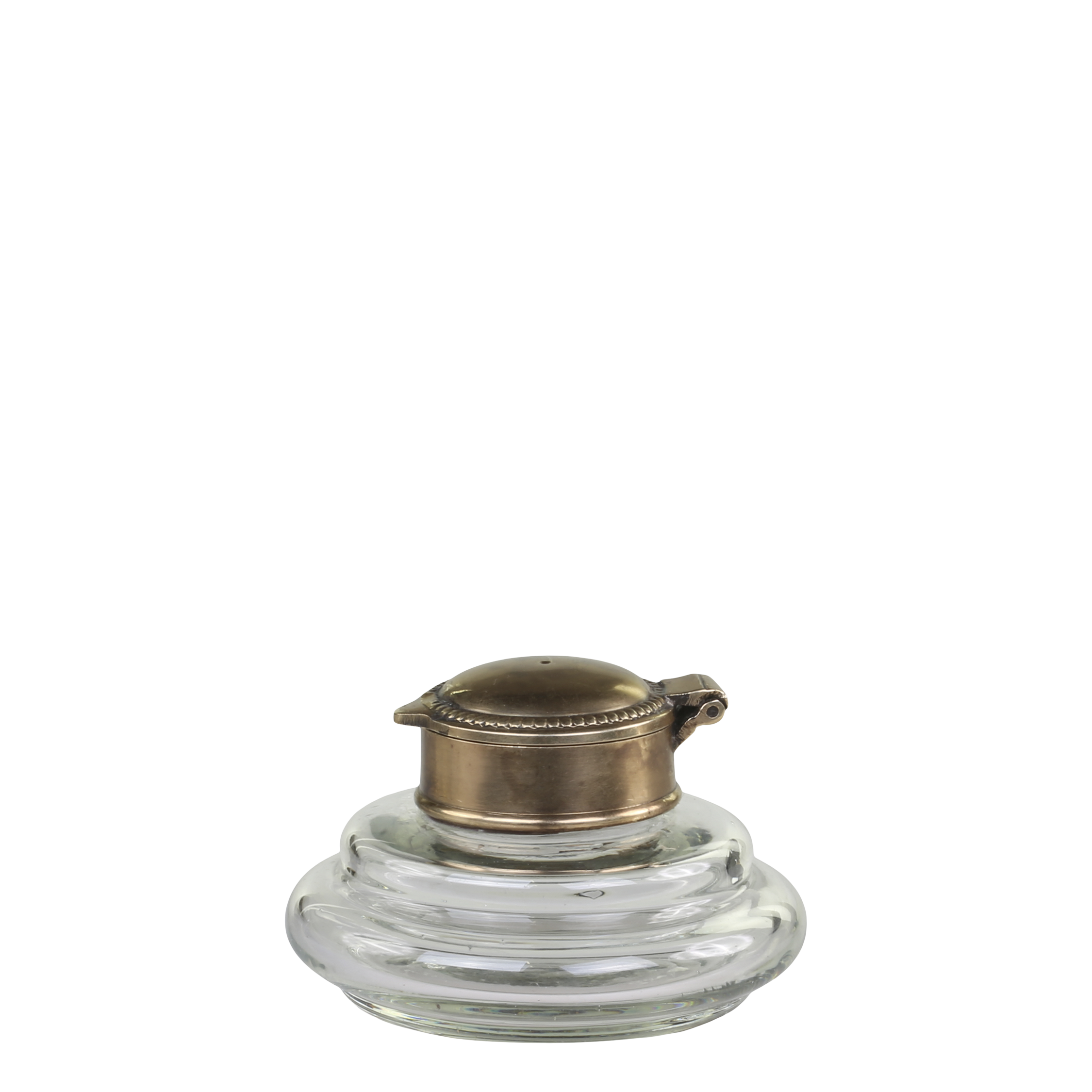 Gl. fransk Vase m. låg, H6/Ø9 cm antique messing