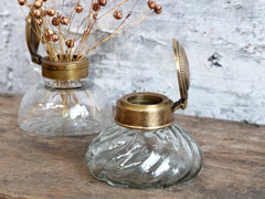 Gl. fransk Vase m. låg, H6/Ø9 cm antique messing