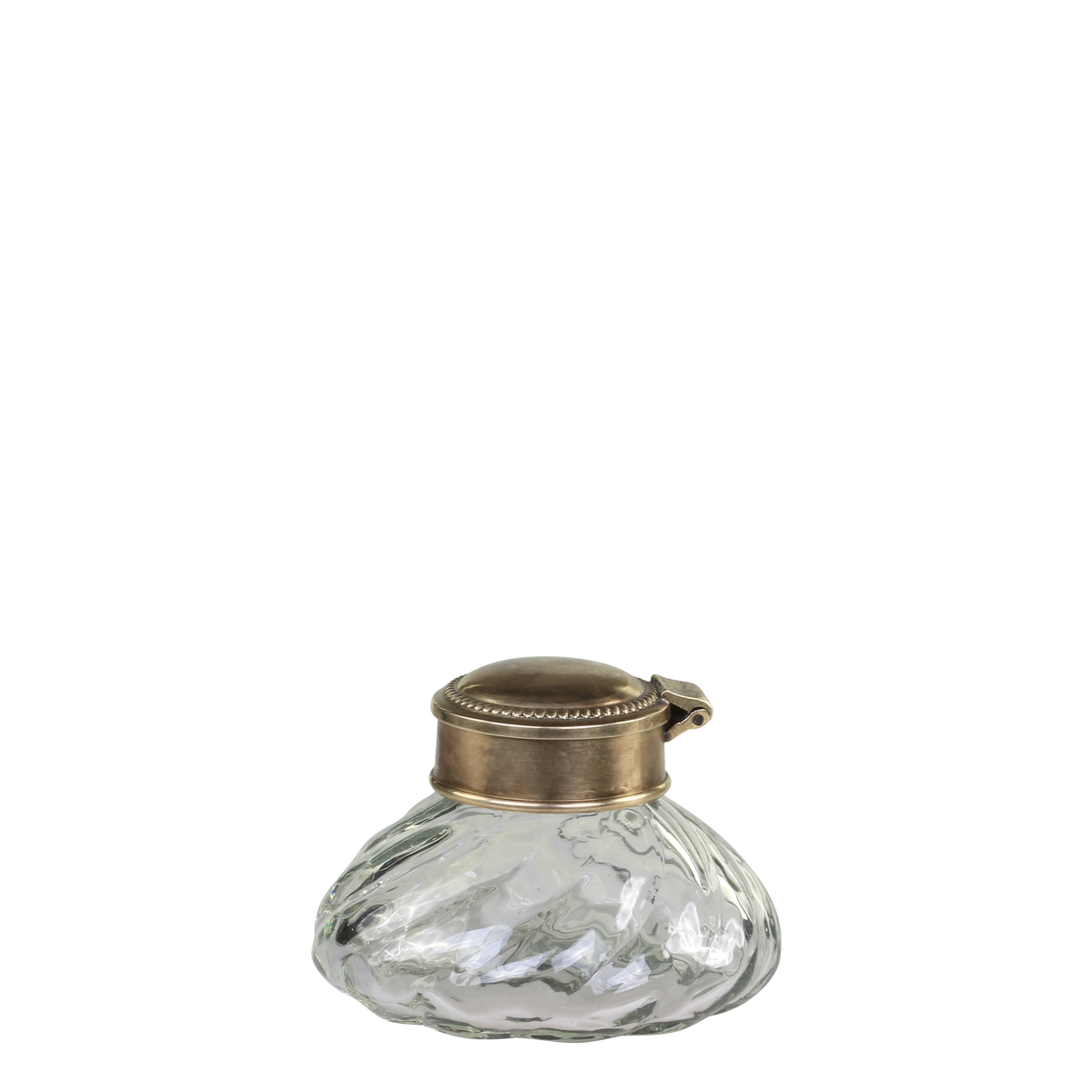 Gl. fransk Vase m. låg, H6/Ø9 cm antique messing