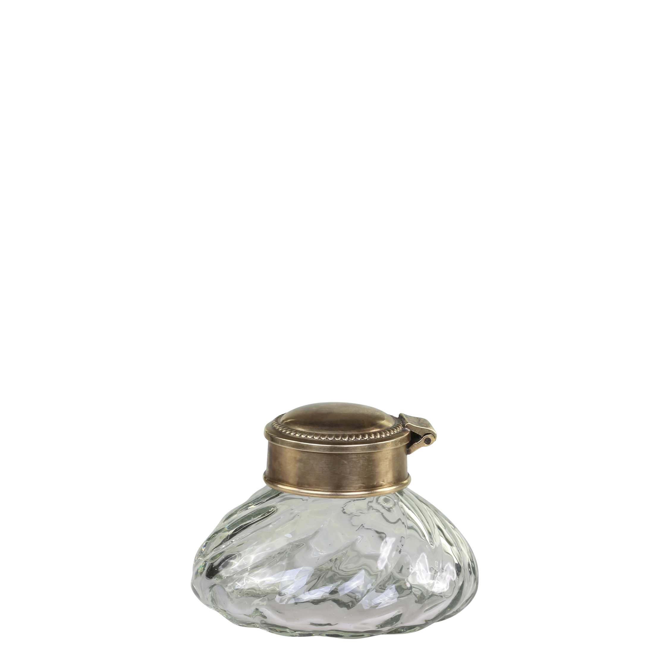 Gl. fransk Vase m. låg, H6/Ø9 cm antique messing