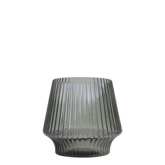 Vase med riller 17x17 cm Kullig grå