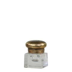 Gl. fransk Vase m. låg, H7,5/L5/B5 cm messing