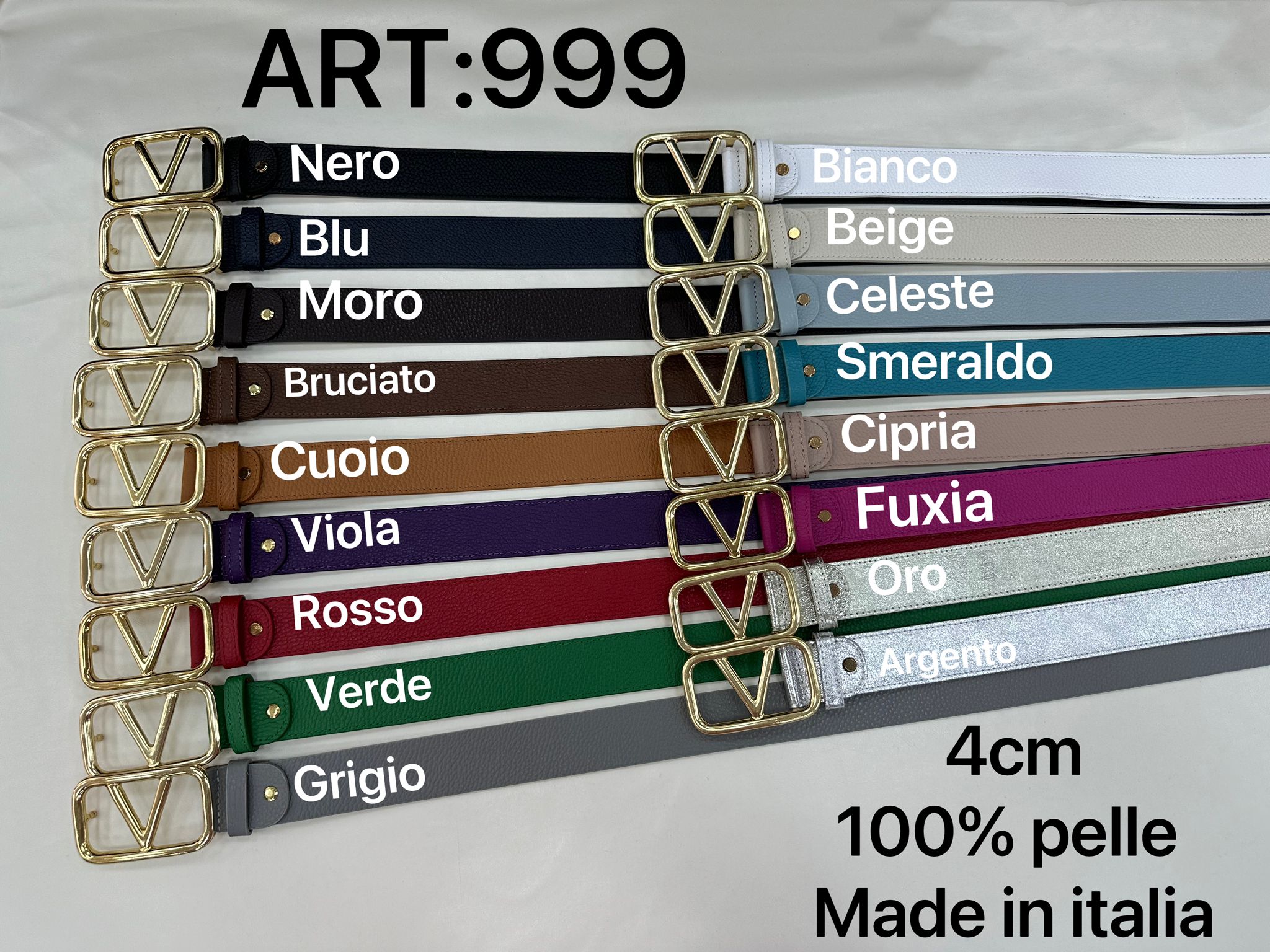 Læderbælte med v spænde by Krone 1