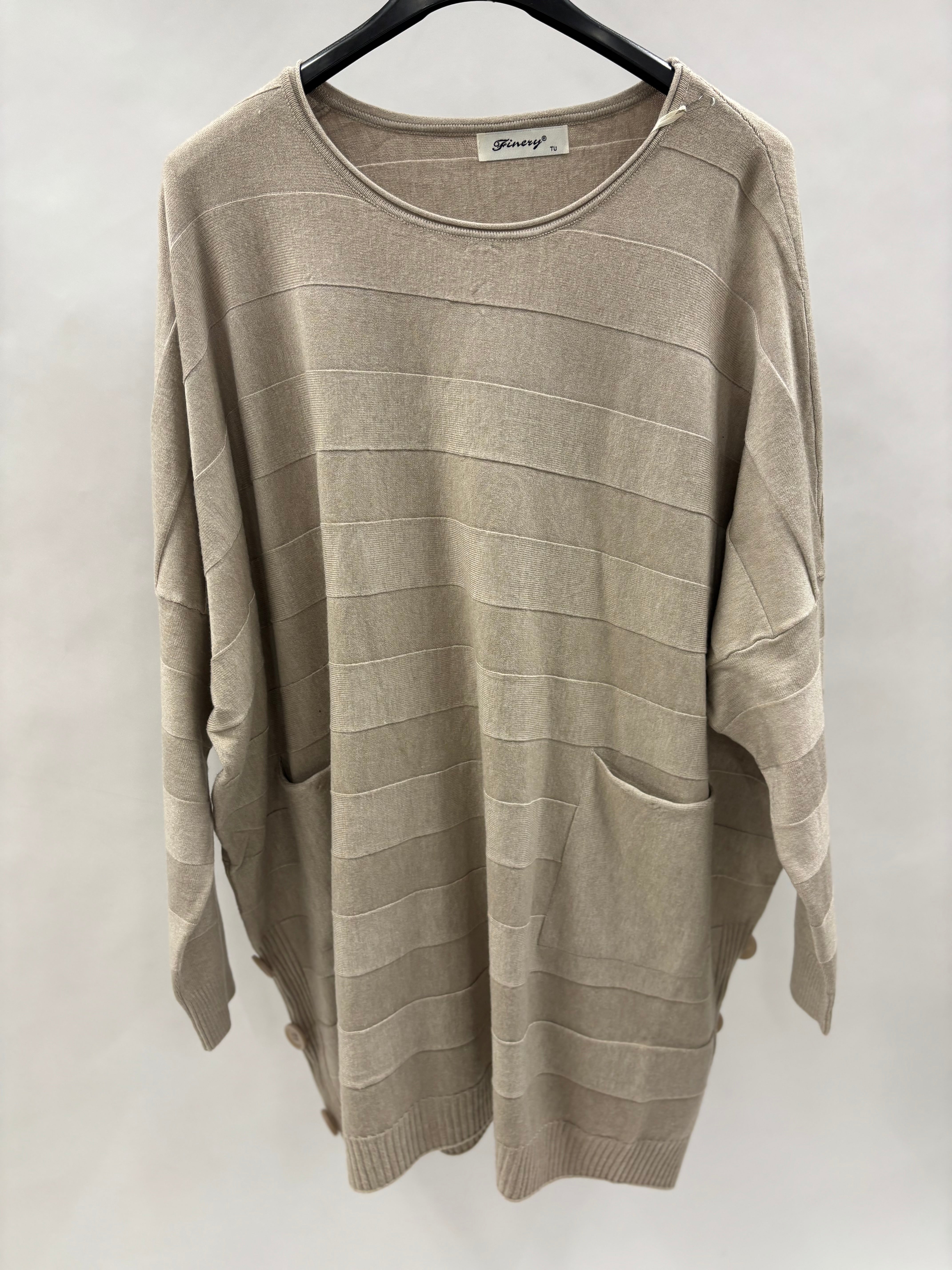 Ensfarvet Striktrøje, Bred Strib