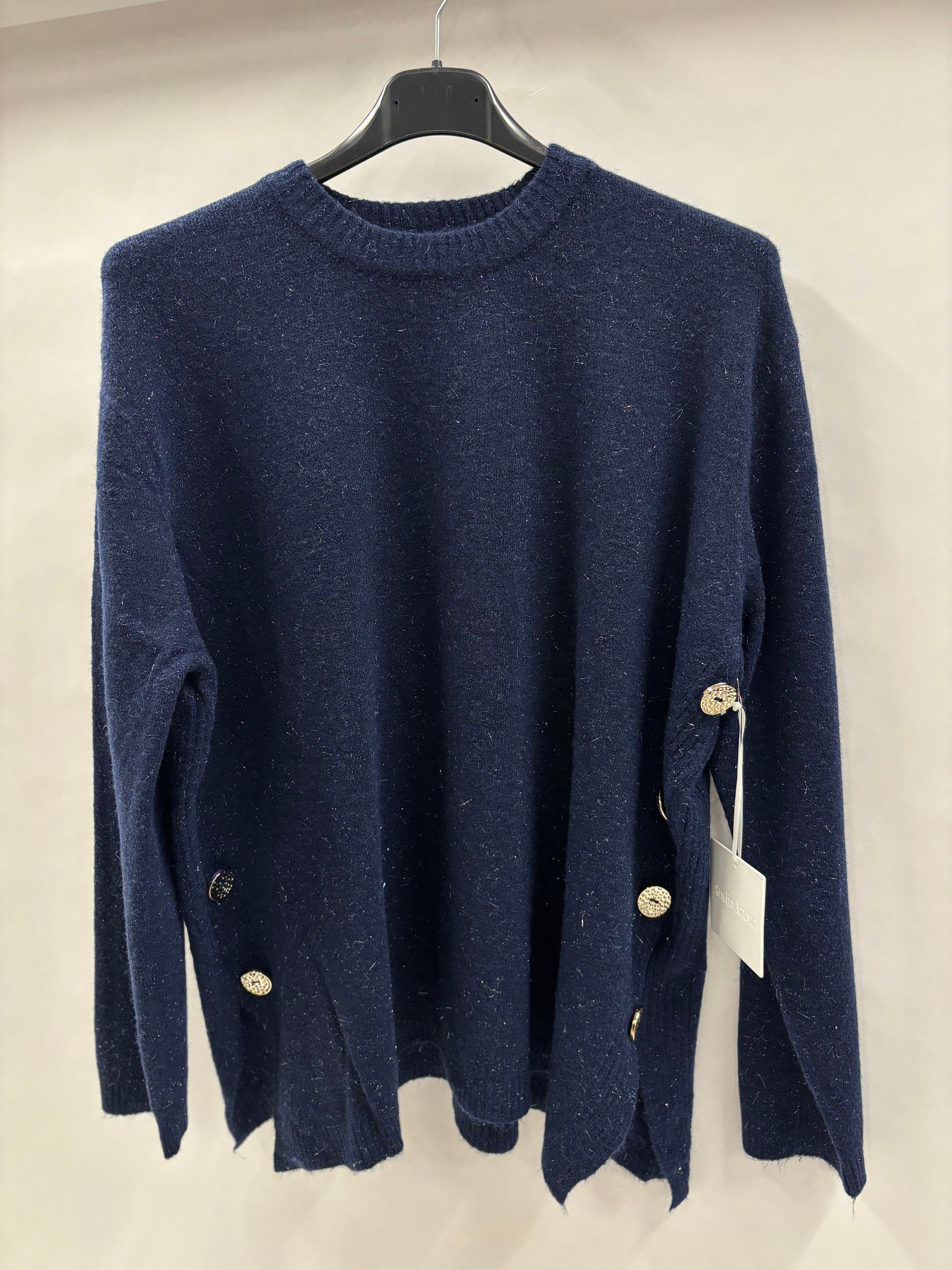 Strikbluse Glimmer, Guldknapper