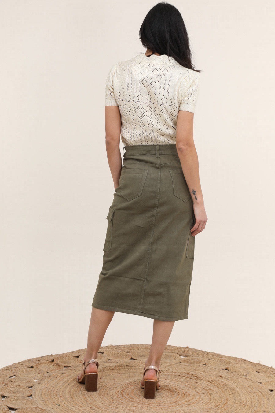 Denim cargonederdel med lommer by Krone 1