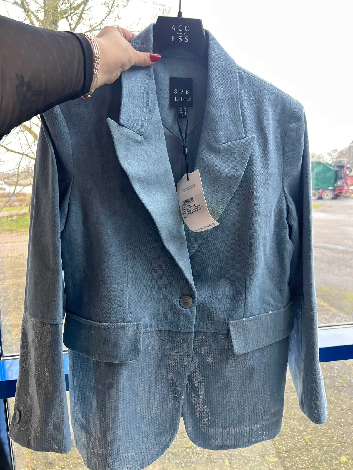 Denim blazer med pailletter by Krone 1