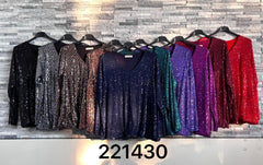 Pailetbluse med v-hals - Brystmål 130cm by Krone 1