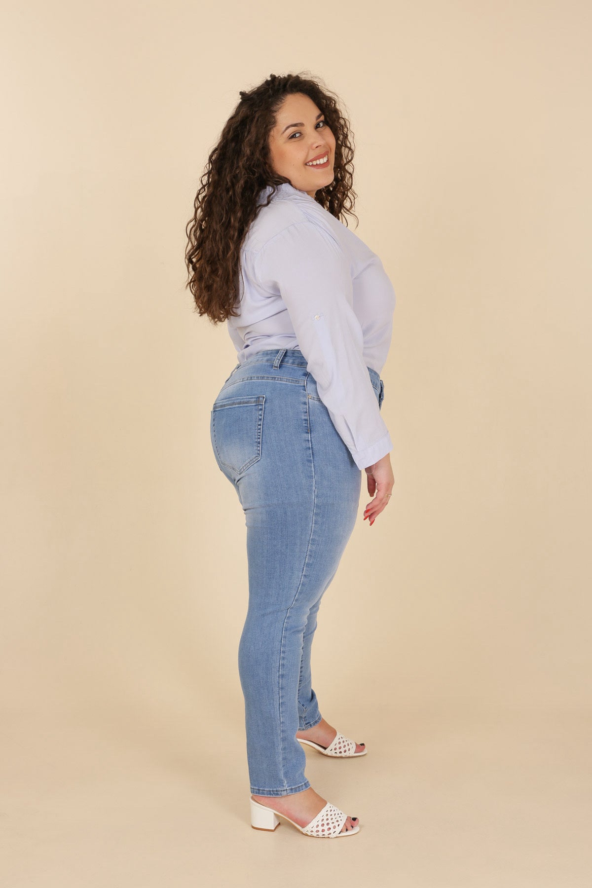 Jeans lys vask plus size by Krone 1