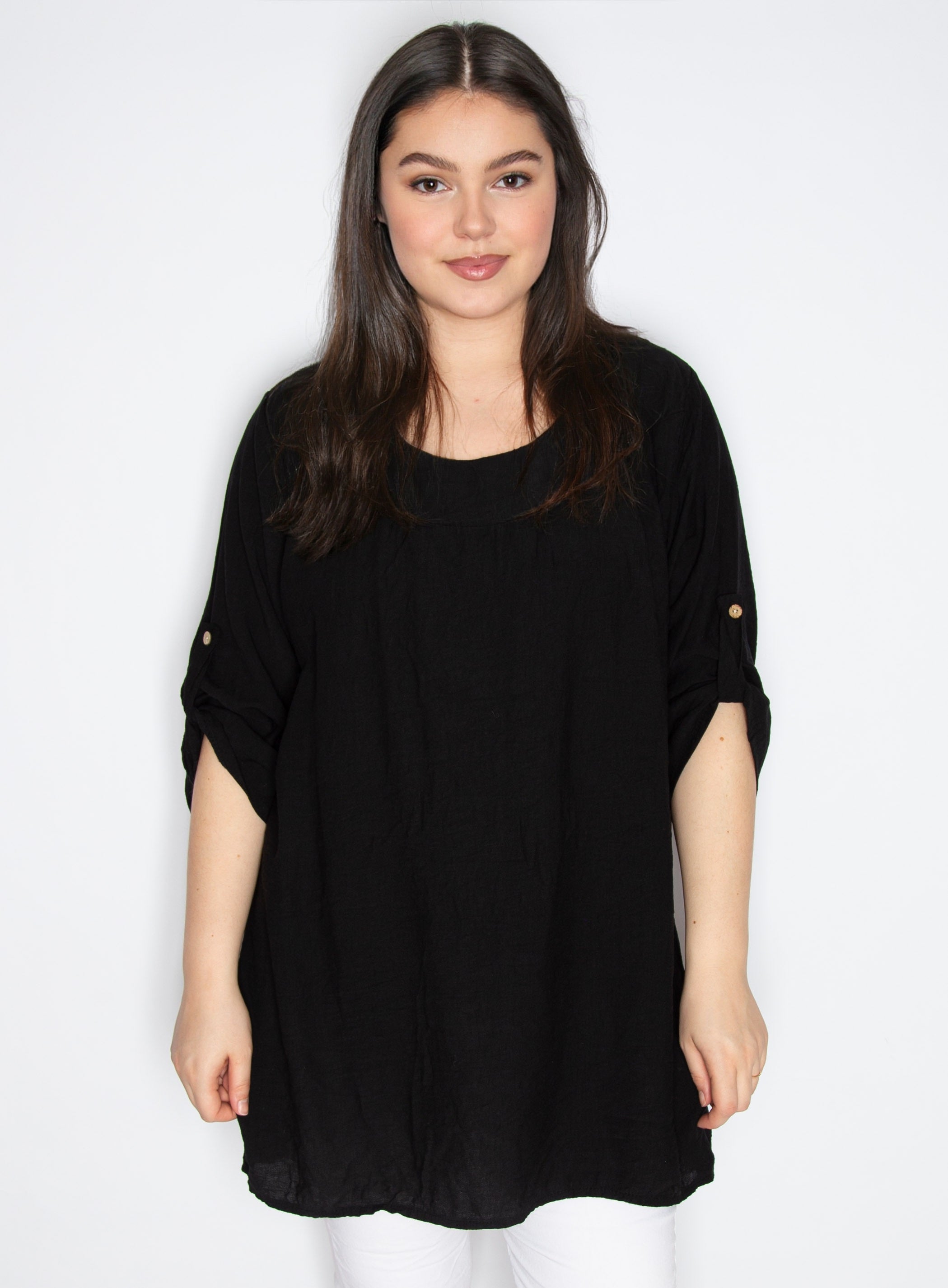 Bluse med sød facon - Brystmål 124cm - Viskose