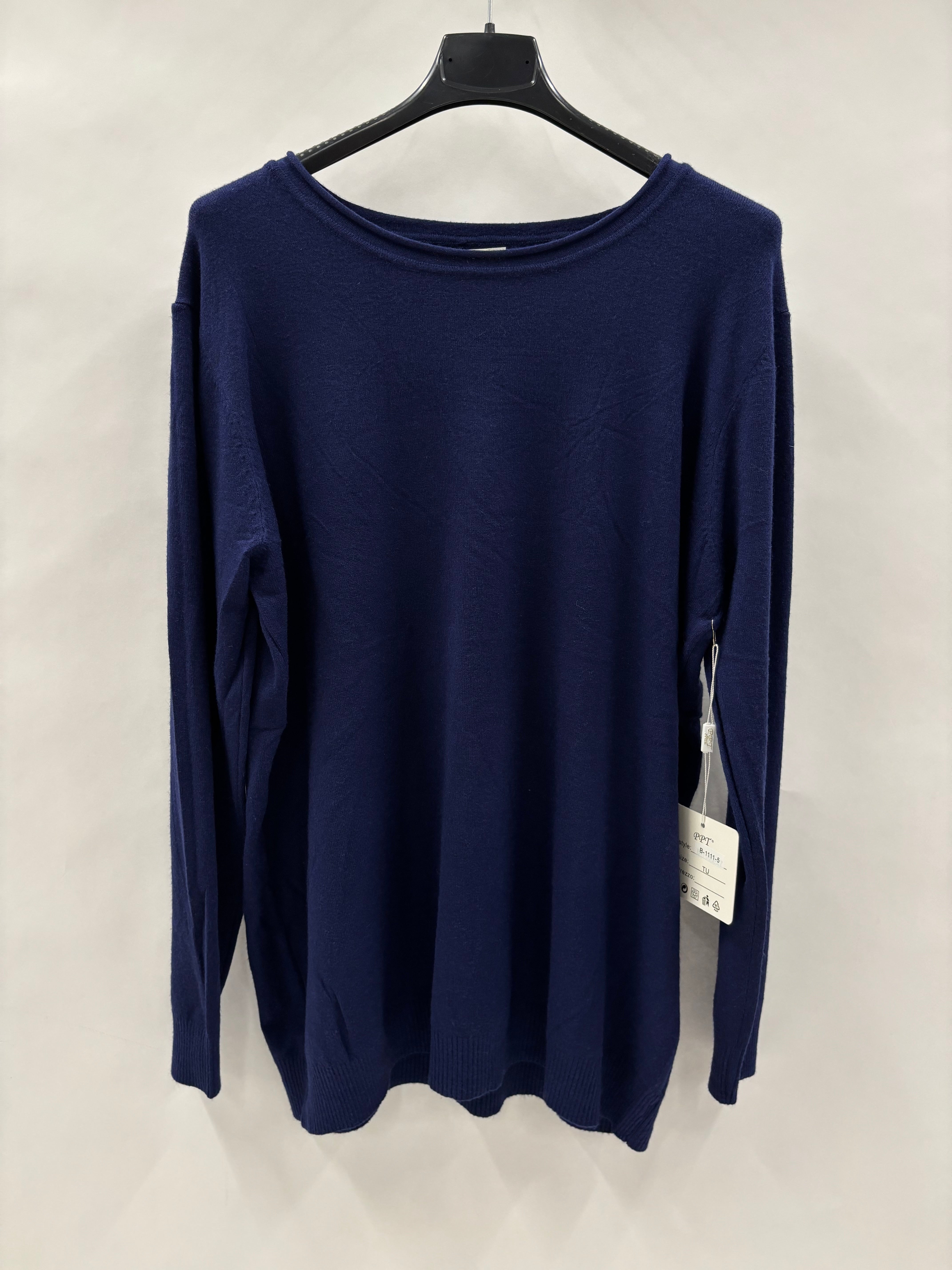 Langærmet Ensfarvet Bluse - Brystmål 120cm