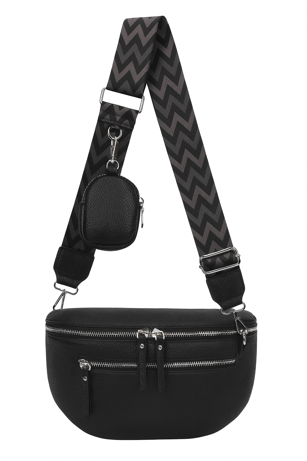 Bæltetaske med dobbelt lynlås 31x9x20cm by Eric Bags