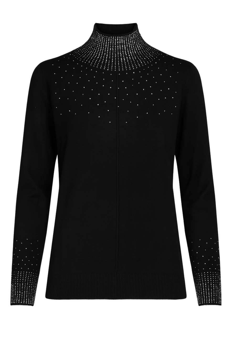 Strikbluse med bling og krave