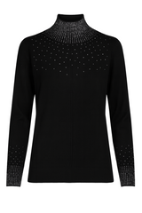 Strikbluse med bling og krave