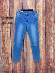 Jeans med skrålommer og guld knapper by Krone 1