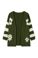 Strikcardigan, Blomster