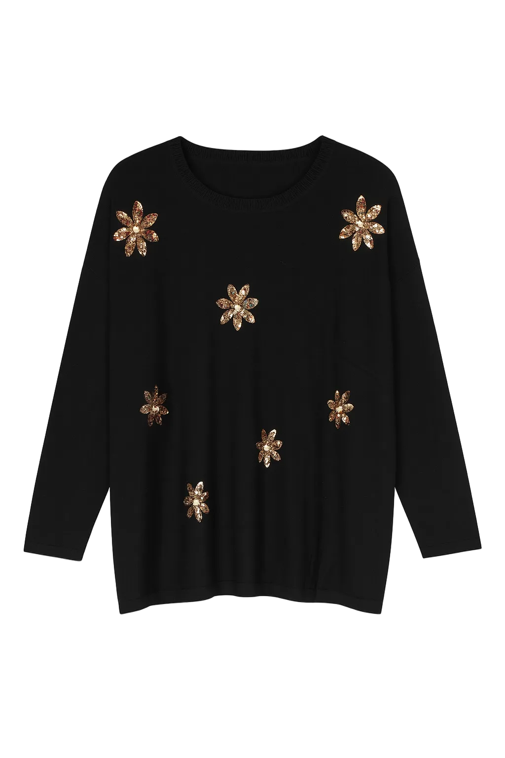 Strikebluse Pallietblomster