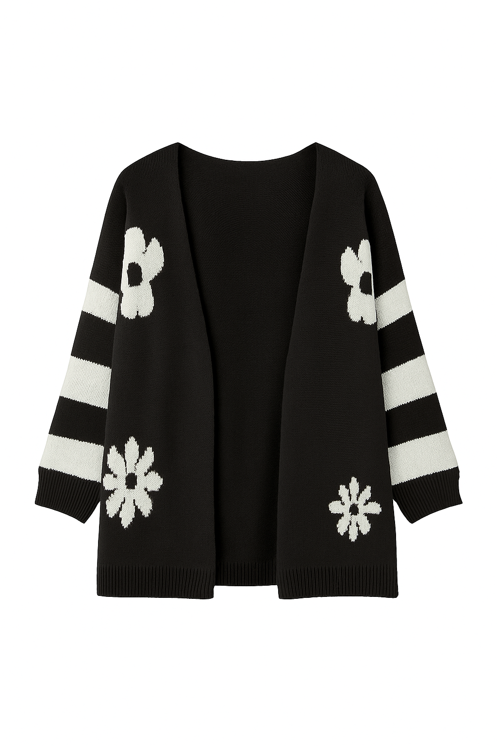 Strikcardigan, Blomster