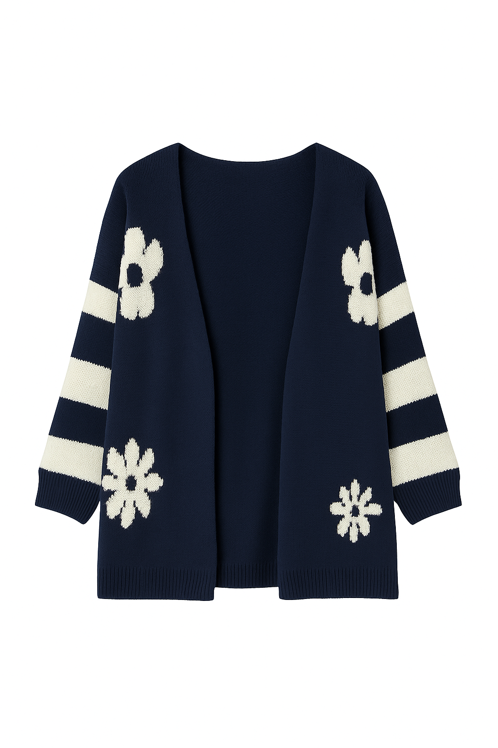 Strikcardigan, Blomster