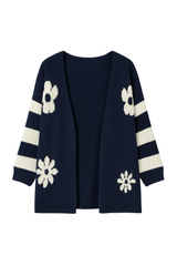 Strikcardigan, Blomster