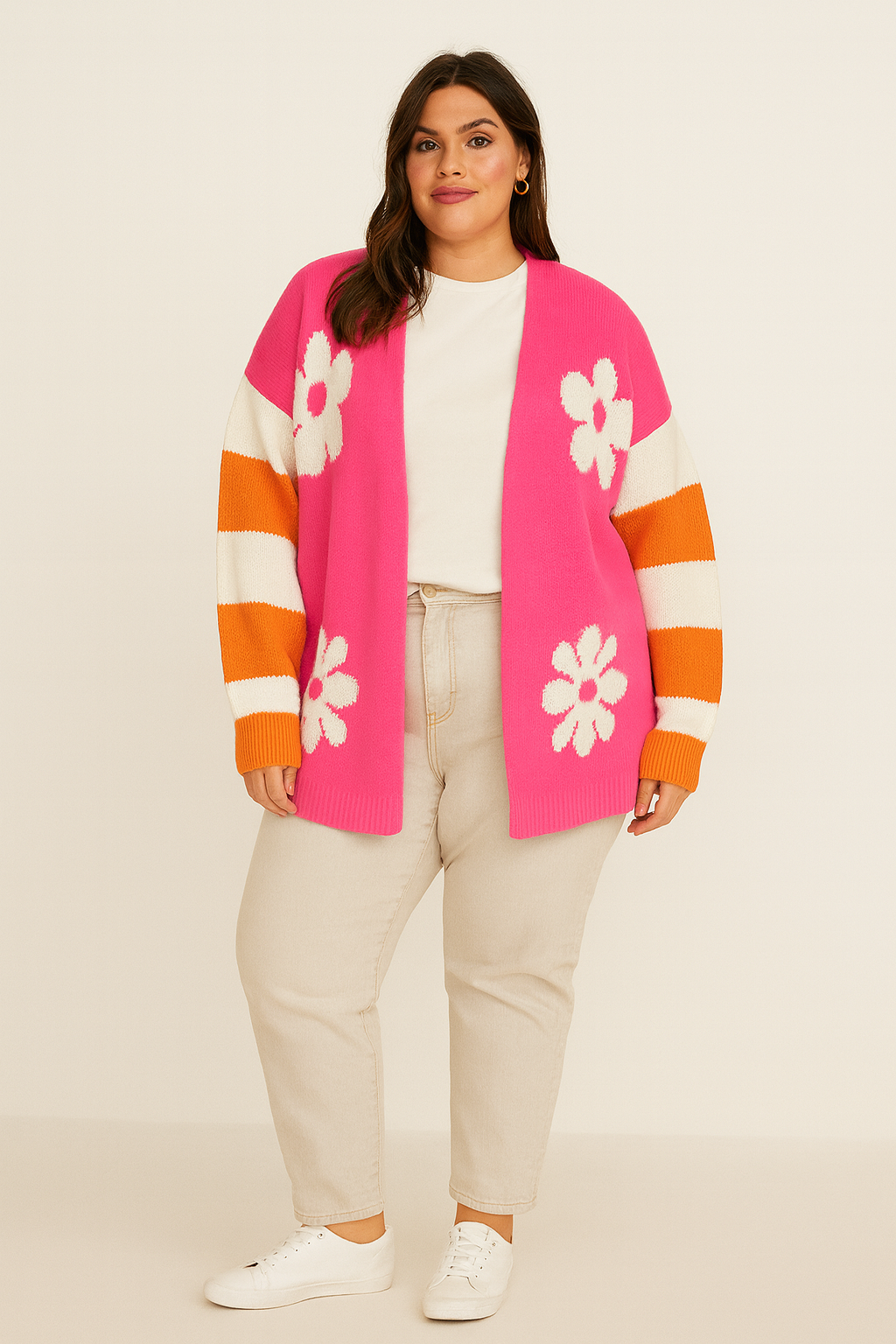 Strikcardigan, Blomster