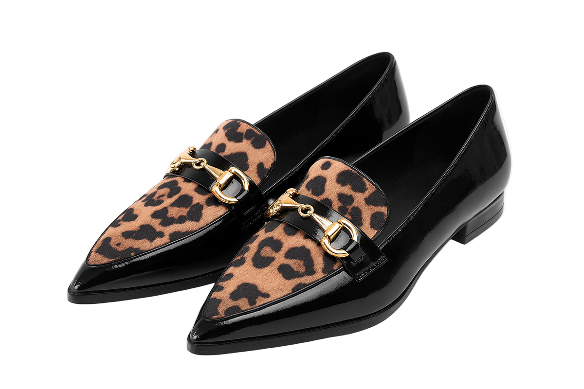 Spidse loafers med print