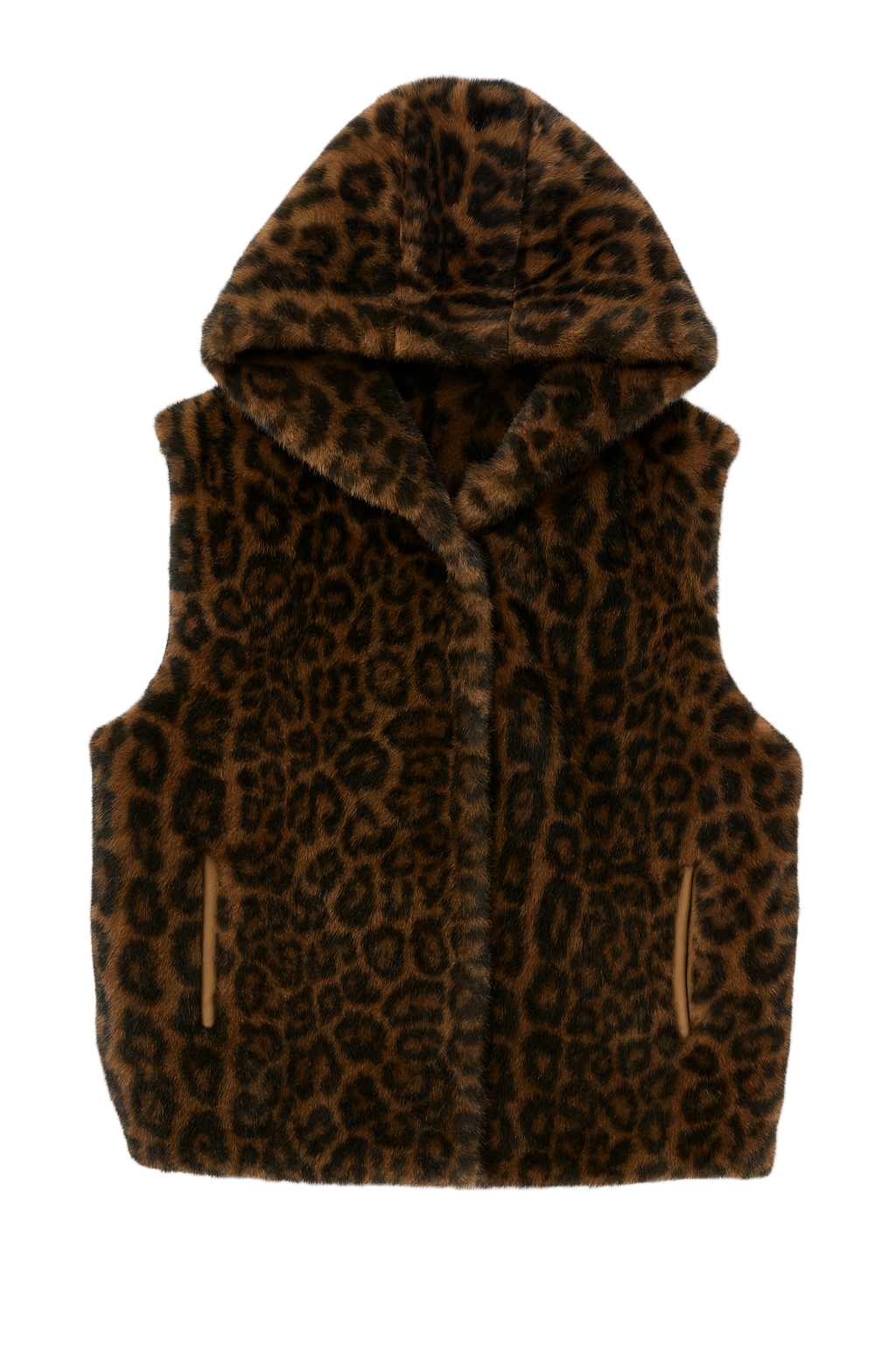 Pelsvest Dyreprint Hætte - Brystmål 120cm