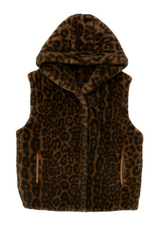 Pelsvest Dyreprint Hætte - Brystmål 120cm