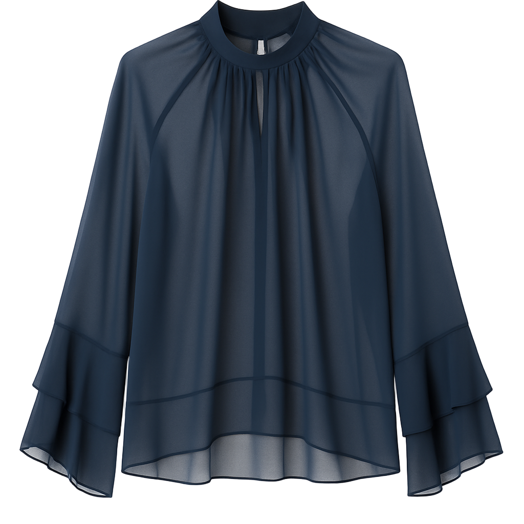 Klassisk Højhalset Bluse - Brystmål 130cm