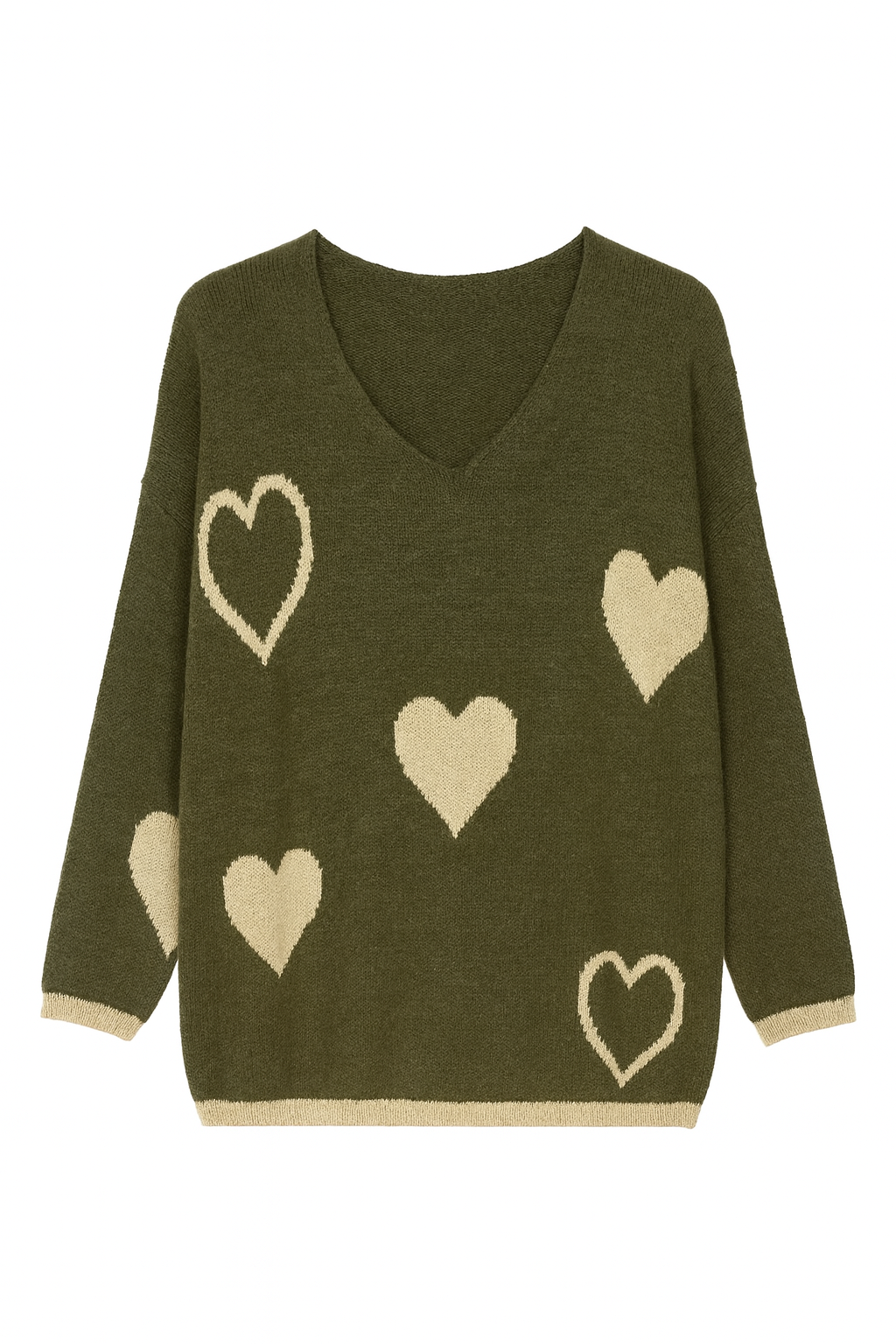 Striktrøje med guld hjerter - Brystmål 140cm