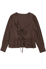 Skjorte med bindebånd og flæse