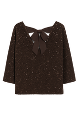 Pailetbluse med sløjfe