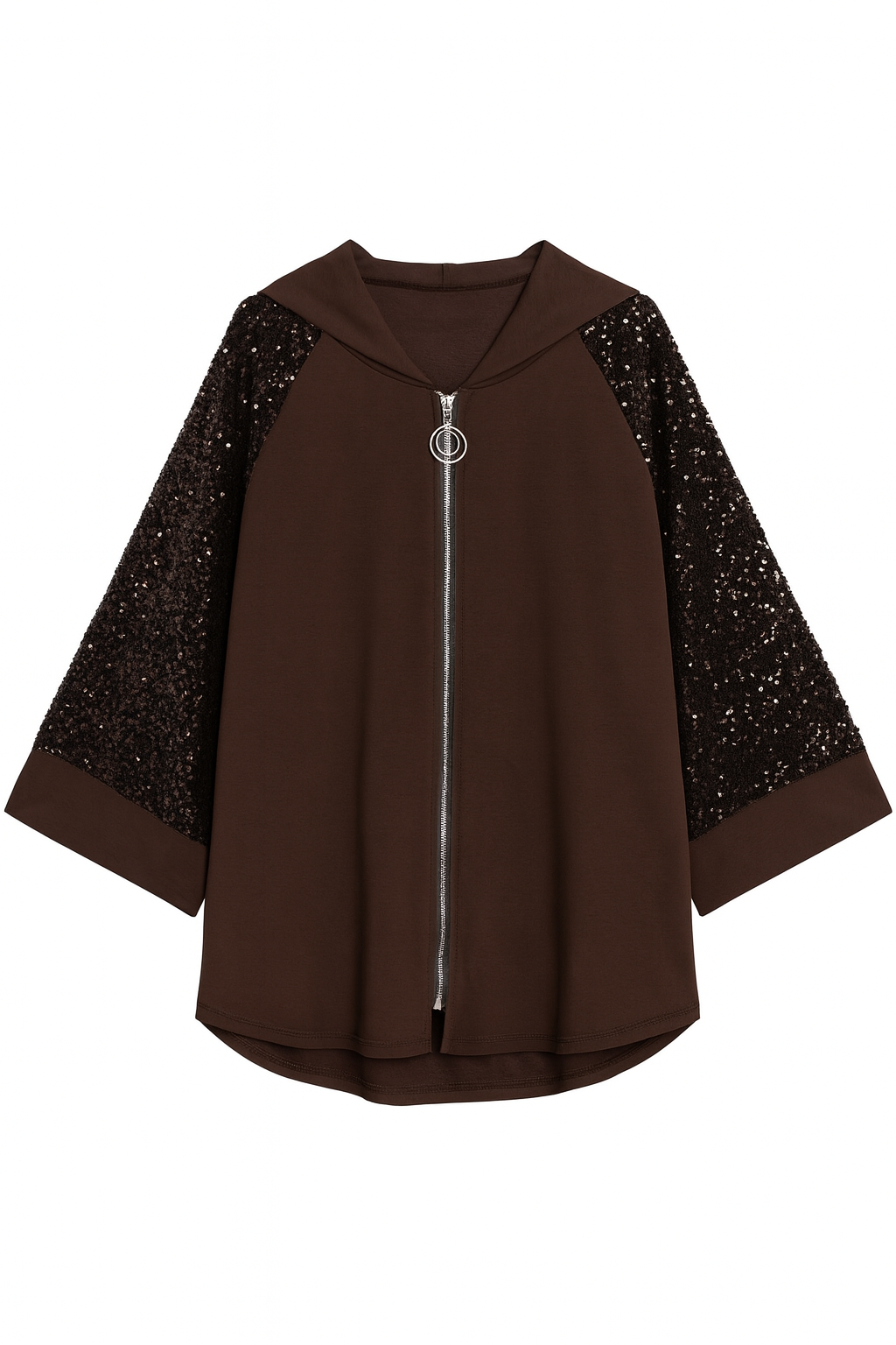 Sweatshirt cardigan med pailletter