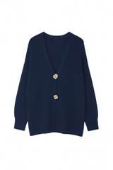 Strikcardigan med guld rose knapper by Miss Moon