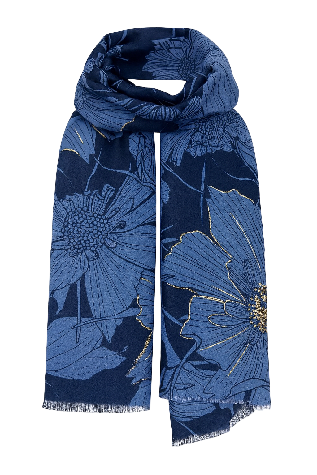Tørklæde med store blomster og guld - ITJULI25