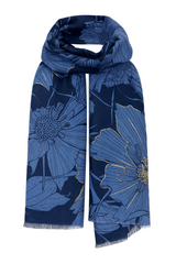 Tørklæde med store blomster og guld - ITJULI25