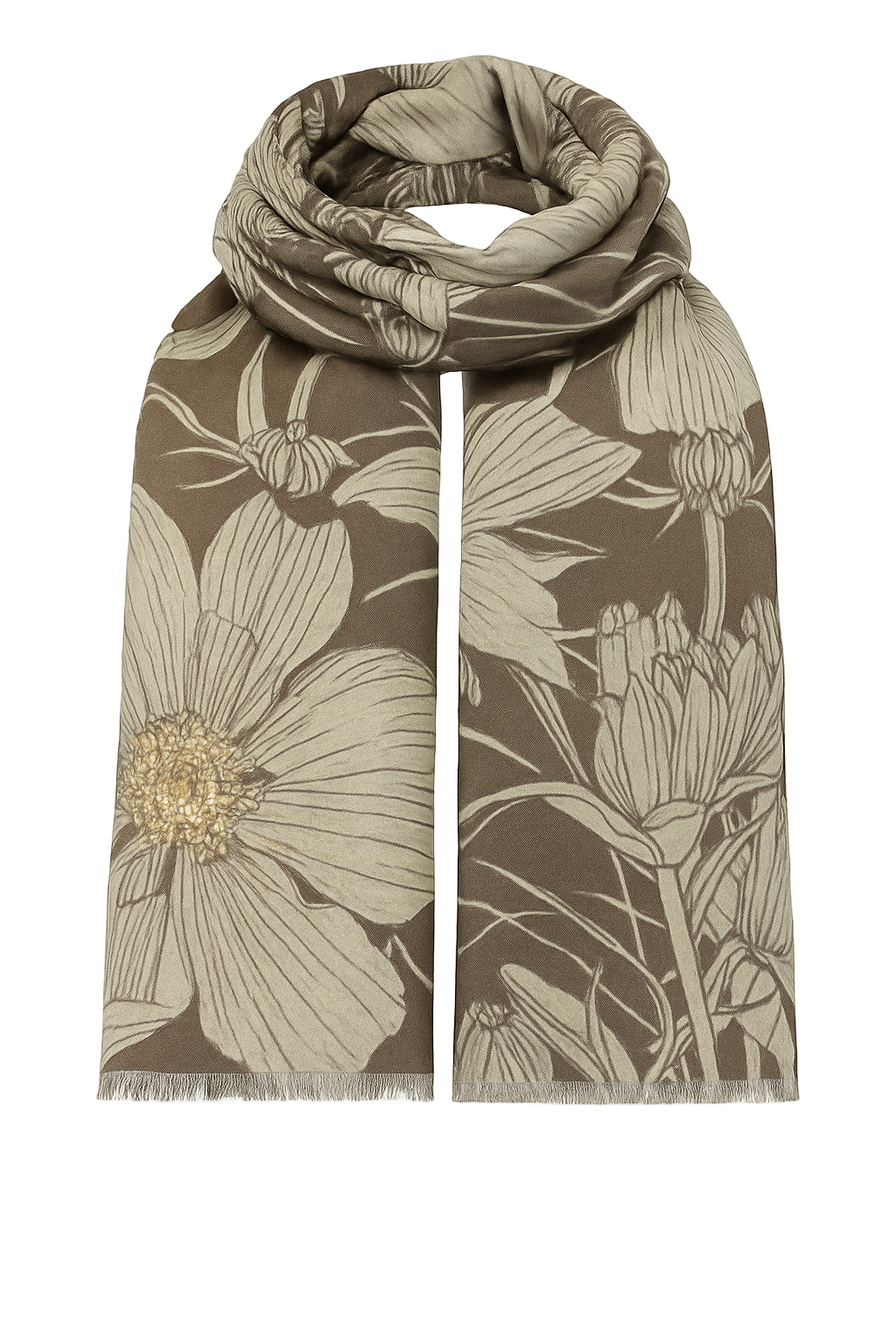 Tørklæde med store blomster og guld - ITJULI25