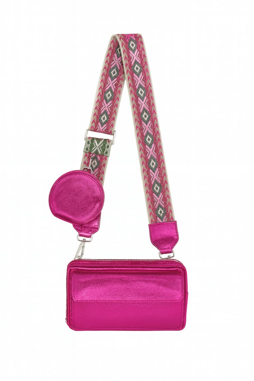 Shiny telefontaske/pung med taskestrop liggende 19.5x11x4.5cm by Krone 1