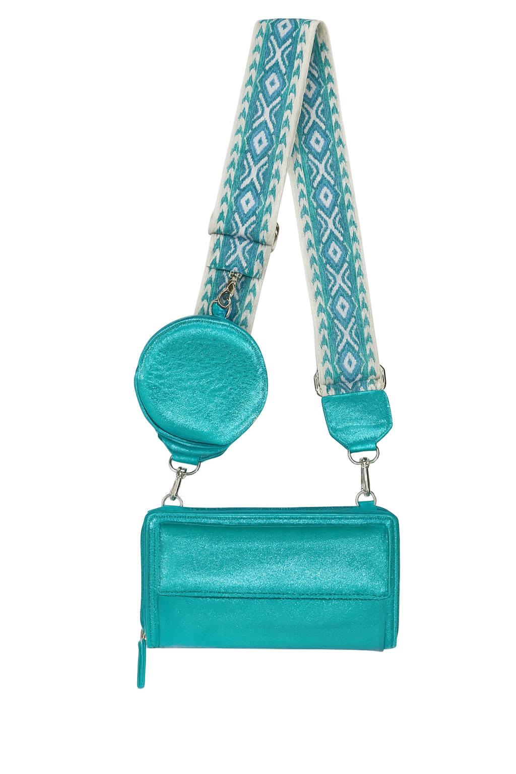 Shiny telefontaske/pung med taskestrop liggende 19.5x11x4.5cm by Krone 1