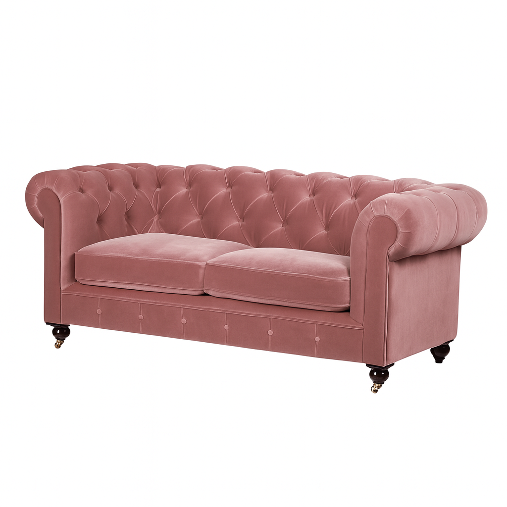 2-personers Chesterfield sofa i rosa velour by Collectione