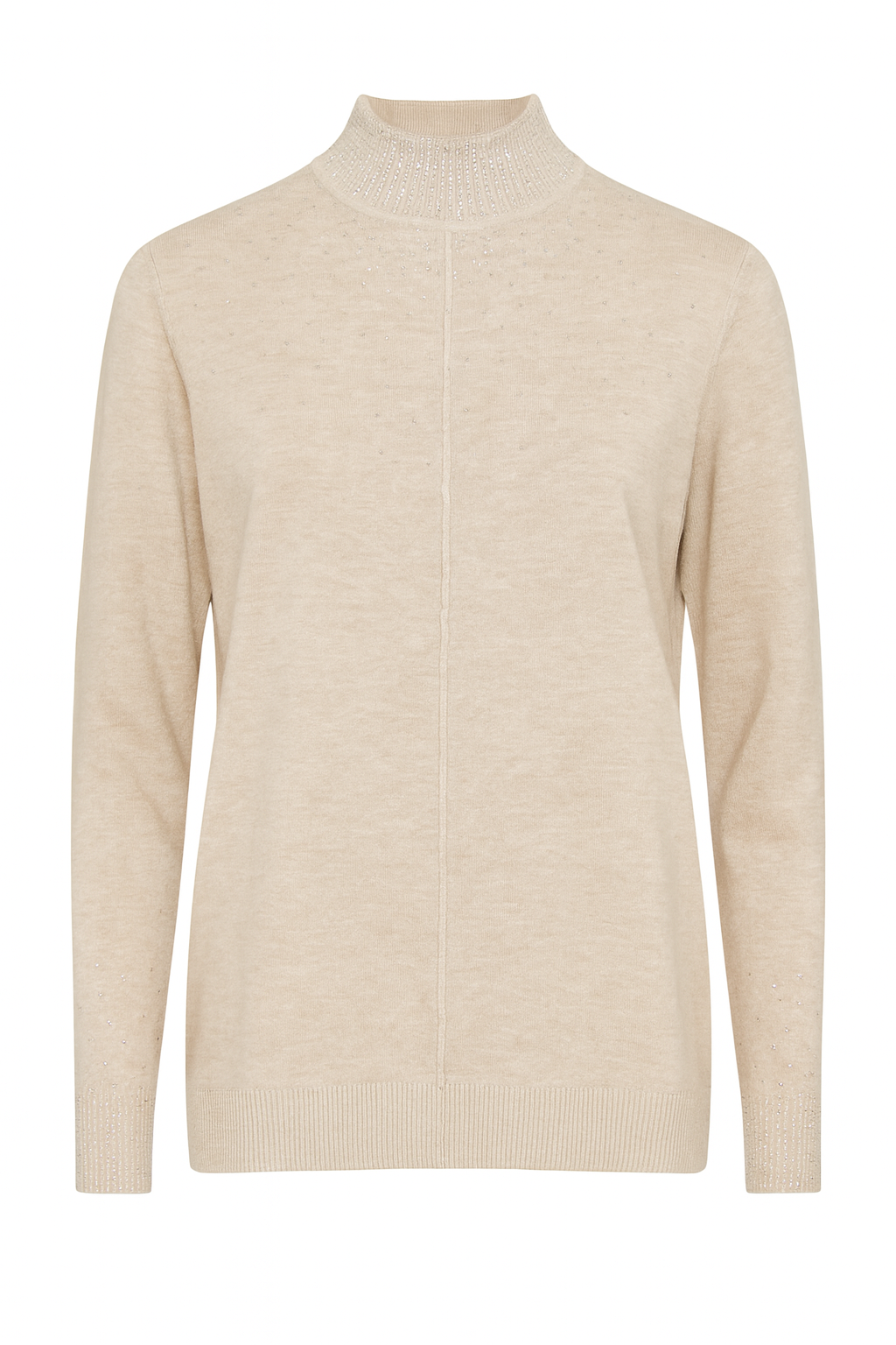 Strikbluse med bling og krave