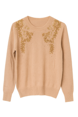 Striktrøje med broderi bling