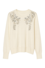 Striktrøje med broderi bling