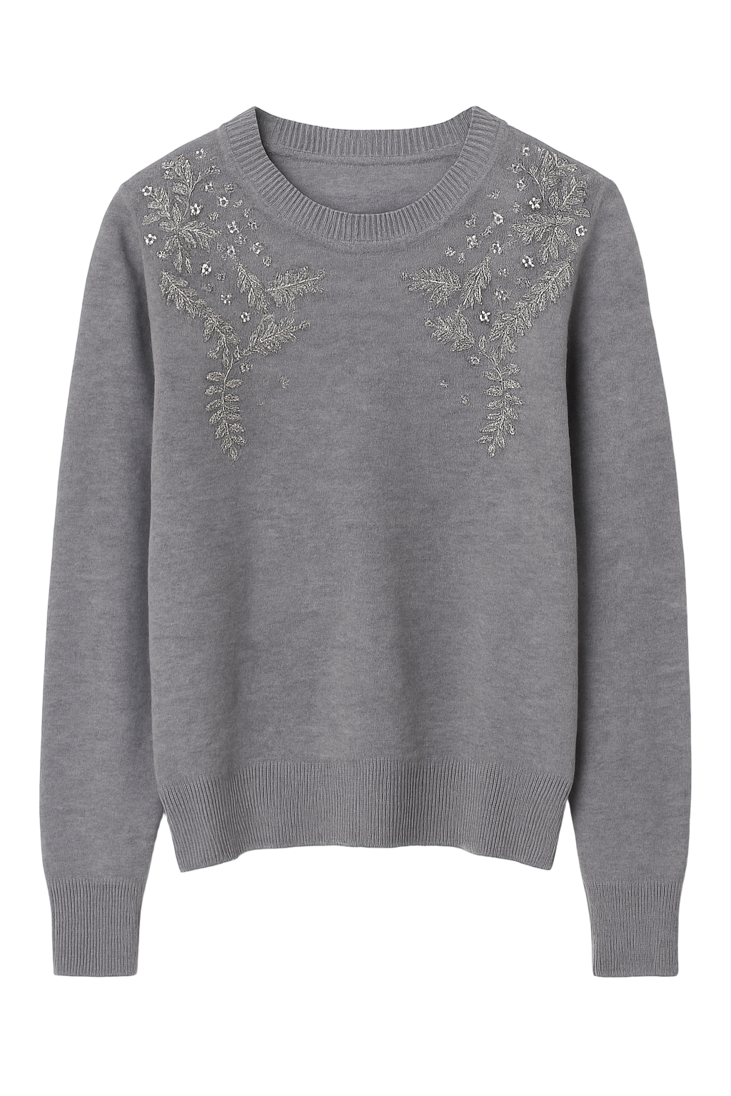 Striktrøje med broderi bling
