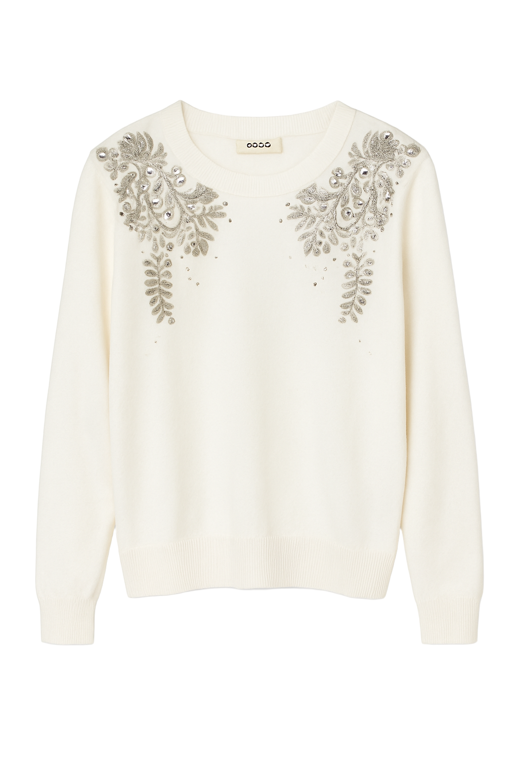 Striktrøje med broderi bling