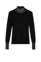 Sort strik bluse med bling turtleneck - ITNOV24