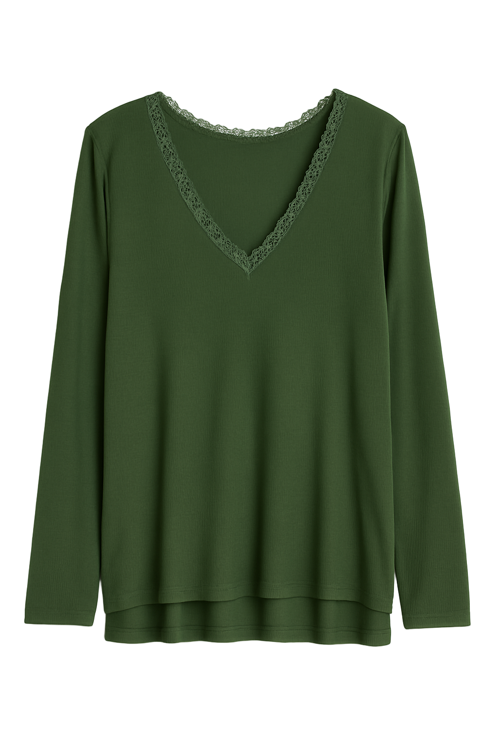 Top med lange ærmer og v-hals med blonde by Krone 1