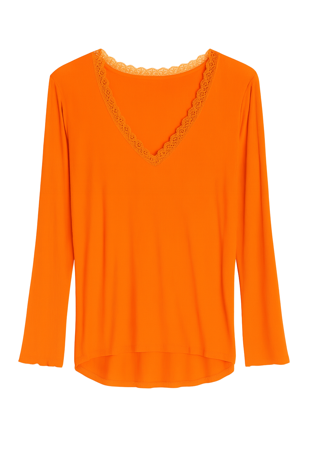 Top med lange ærmer og v-hals med blonde by Krone 1