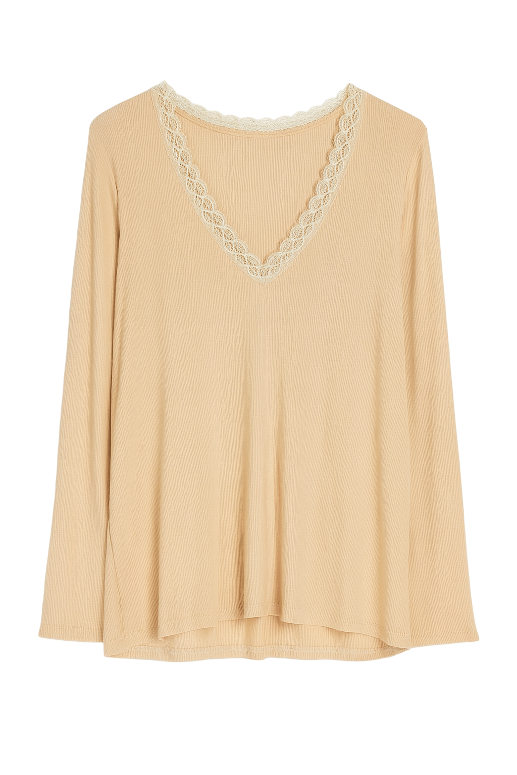 Top med lange ærmer og v-hals med blonde by Krone 1
